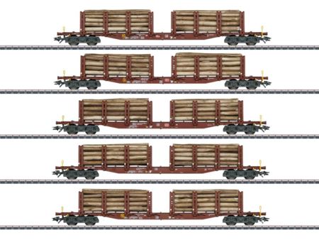 Märklin HO Rungenwagen-Set Holztransport DB