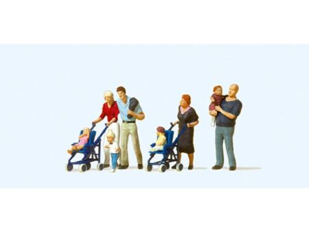 Preiser HO Eltern mit Kindern. Kinderwagen