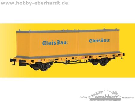 Kibri H0 Niederbordwagen mit 2 Containern ,Fertigmodell