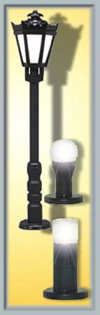 Viessmann H0 Gartenleuchten-Set, 3 Leuchten, schwarz,LED war