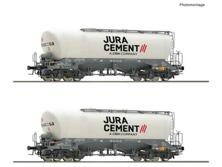 Roco HO 2-tlg. Set: Silowagen, Jura Cement/Wascosa