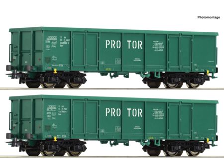 Roco HO 2-tlg. Set: Offene Güterwagen, PROTOR   