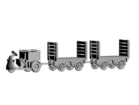ACE 1/87 SBB Elektro-Schlepper Nefag 3-Rad mit 2 Trolleys