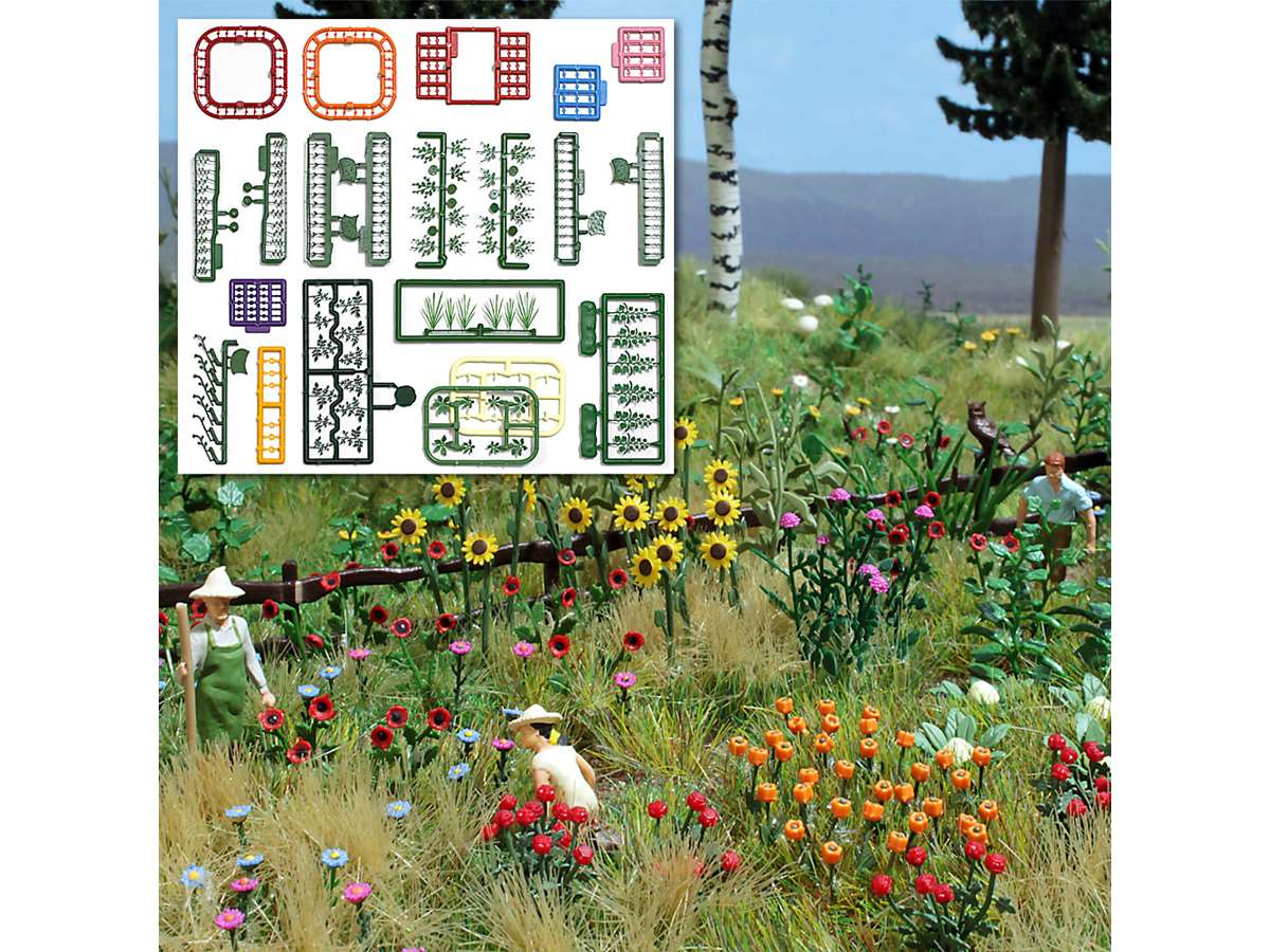 BUSCH 1258 Natur Pur Blumen & Pflanzen Set - Modellbau 1:87 Für Modelleisenbahn