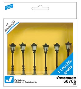 Viessmann H0 Parklaterne, LED warmweiß, 5+1